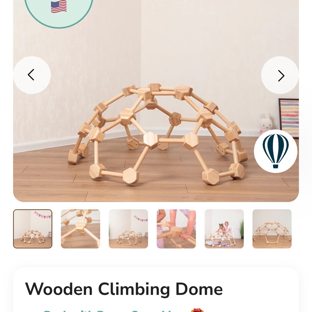 Natural Wood Climbing Dome for Kids